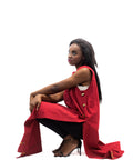 Robe longue Rouge en lin sans manches – Collection IVOIRE
