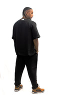 Ensemble chemise manches courtes et pantalon noir en crêpe