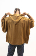 Poncho Marron à Capuche en Cachemire avec touches  de Pagne Africain