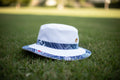 Chapeau "L'Amiral". Blanc éclatant & pagne africain
