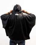 Poncho noir à Capuche en Cachemire avec touches  de Pagne Africain
