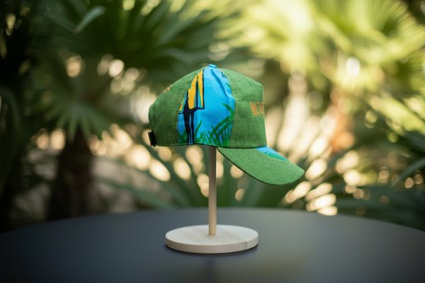 Casquette bi-matières & imprimé ethnique tropical