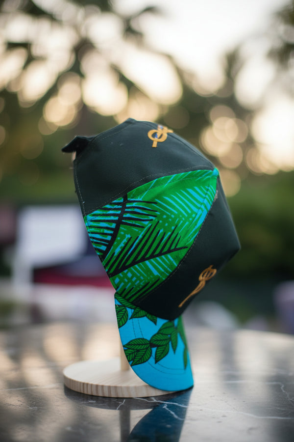 Casquette bi-matières & imprimé ethnique tropical
