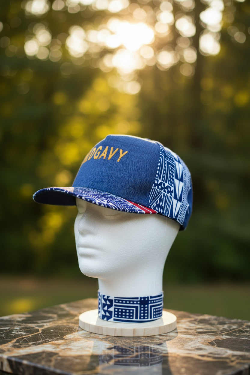 Casquette bi-matières & imprimé ethnique tropical
