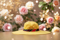 Chapeau Capeline jaune solaire & galon pagne camerounais