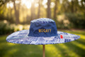 Chapeau Capeline bleu Indigo & pagne camerounais