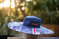 Chapeau Capeline bleu Indigo & pagne camerounais