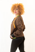Bomber marron éthnique - Confection artisanale