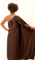 Robe asymétrique "Terre d’élégance" – Création Artisanale MOGAVY.Sewing