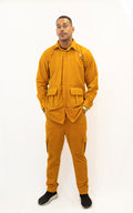 Ensemble Veste et Pantalon Cargo Jaune - Daim et Pagne Africain