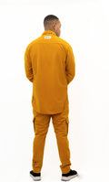Ensemble Veste et Pantalon Cargo Jaune - Daim et Pagne Africain