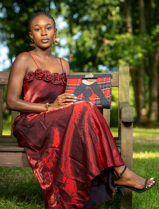 Pochette femme "rouge tradition" en madras