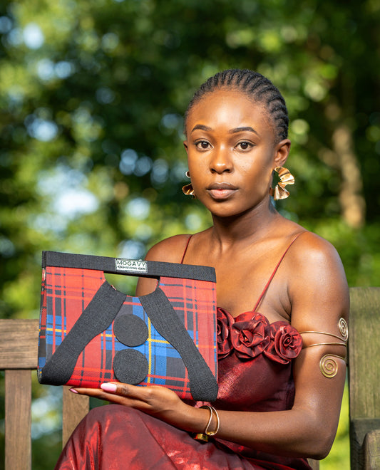 Pochette femme "rouge élégance" en madras