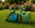 Sac de voyage et de sport vert en toile et wax fait main "Oasis Tropicale"