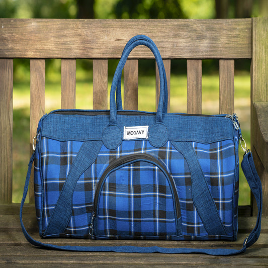 Sac de Voyage/sport MOGAVY.Sewing - Bleu à Carreaux